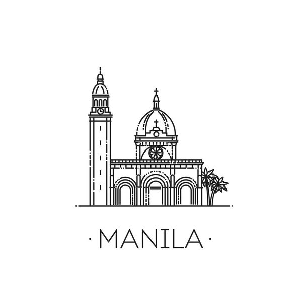 Katedral Manila Ilustrasi Vektor - Stok Vektor