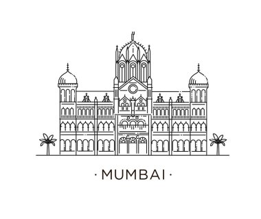 Chatrapati shivaji terminus tren istasyonu, vektör çizim Mumbai
