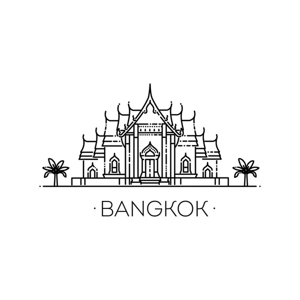 Thailands Meilenstein Umriss Grafischer Vektor Zum Tempel Von Thailand — Stockvektor