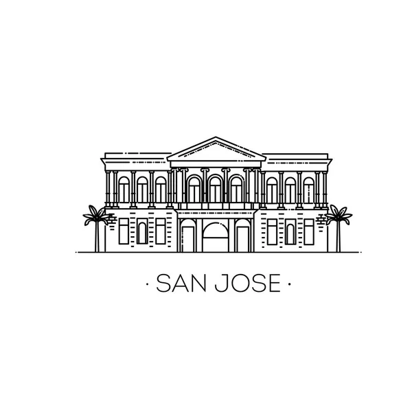 San Jose Architektur Linie Skyline Illustration — Stockvektor