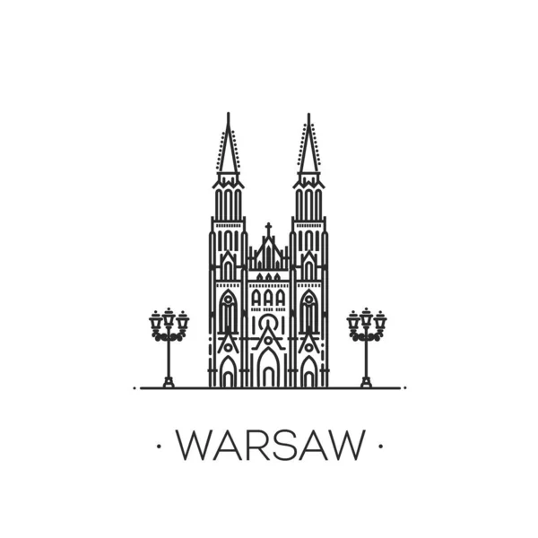 Warszawa Polska Zabytkowy Sławny Budynek Wektor Konstrukcji Płaskiej Izolowany Biało — Wektor stockowy