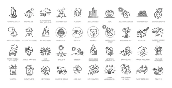 Ecology Climate Change Vector Icons — Stok Vektör