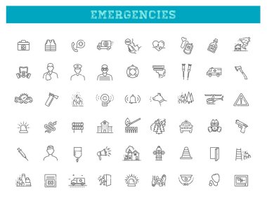 Emergency line icons, vector symbols clipart