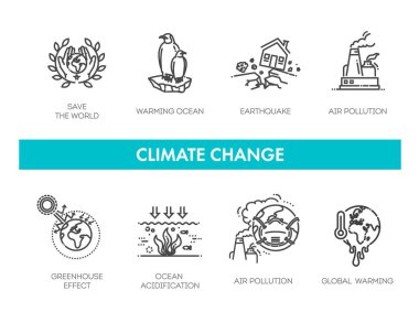 Ecology. Climate change. Vector icons