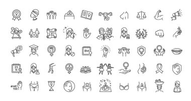 Cinsiyet eşitliği, kadın hakları ve kız gücü gibi ikonlar içeriyor