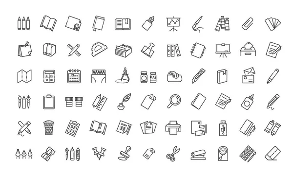Набір Канцелярських Іконок Тонкі Лінійні Піктограми Стилю Pack — стоковий вектор