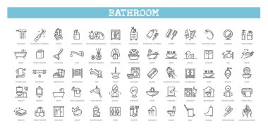 Banyo ekipmanı simgeleri modern satır biçiminde yapılır