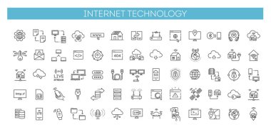 Bilgi alışverişi, trafik, dosyalar, bulut, sunucu. Taslak simge koleksiyonu
