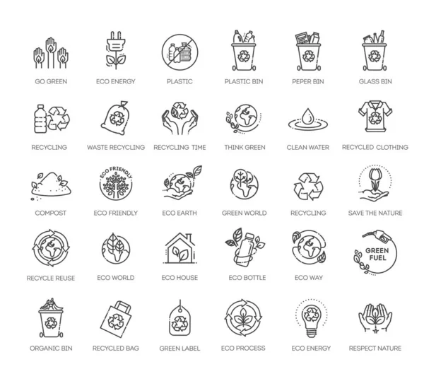 Ecological Succession Icons Pack Thin Line Icons Set Flat Icon — Stock Vector
