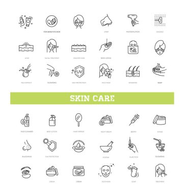 Cilt bakımı ikonları. Güzellik sembolleri