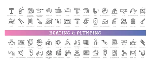 Plumbing Heating Ventilation Construction Renovation — Stock Vector