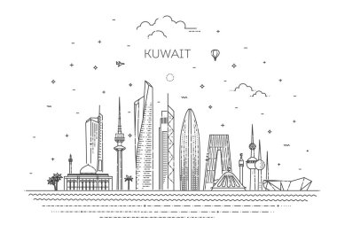 Modern Binalarla Ana Hattı Kuveyt Şehri Skyline