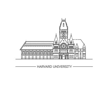 Birleşik Devletler, Harvard vektör illüstrasyonu. Seyahat şehri simgesi, özet çizimi