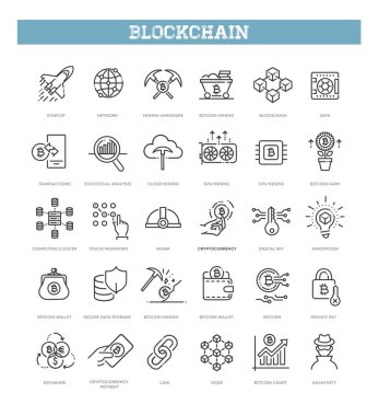 Kripto teknolojisi için elementlerle vektör illüstrasyonu