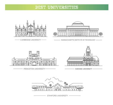 Eğitim ve mimari tasarım için ulusal üniversiteler. Harvard ve Cambridge, Princeton ve Stanford Üniversitesi 'nin düz binaları
