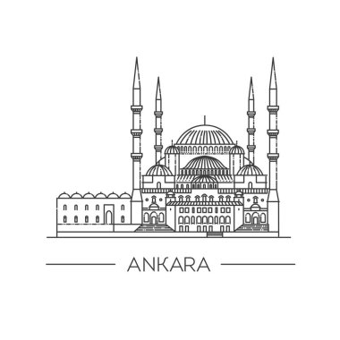 Ankara 'daki Kocatepe camii. Vektör özet çizimi