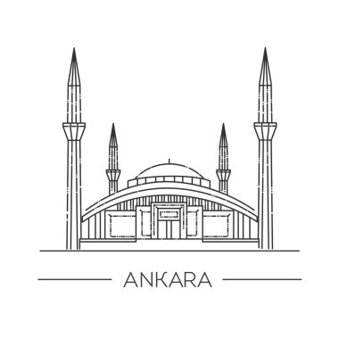 Cami Türkiye 'nin en büyükleri arasında yer alıyor. Vektör özet çizimi