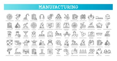 Fabrika ikonları. Fabrika Binası, Üretim Hattı, Endüstriyel Santral, Üretim Hattı, Makine Simgesi,