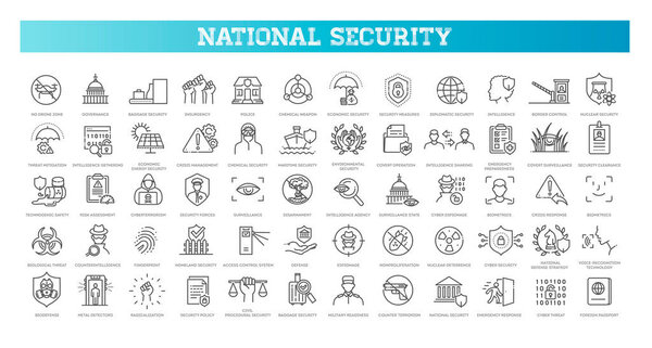 Набор значков национальной безопасности. Векторные плоские символы