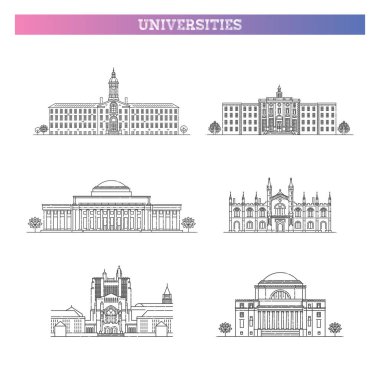 Eğitim ve mimari tasarım için üniversiteler. Düz binalar çizimi