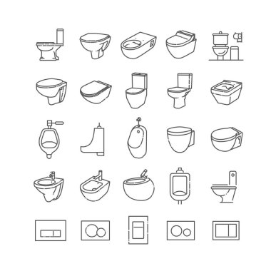 Tuvalet ana hatları sembolleri. Tuvalet, tuvalet, tuvalet.