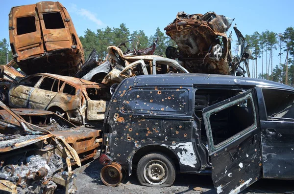 stock image Irpin, Kyiv region, Ukraine - September 2022: the aftermath of the shelling of the city by the Russian military