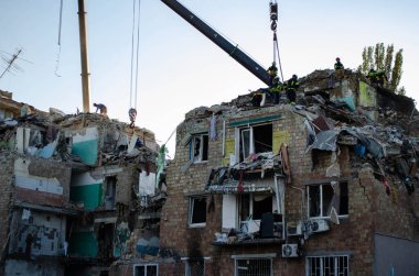 Kyiv, Ukrayna - 28 Ağustos 2025: Kyiv 'in ağır bombardımanının sonuçları