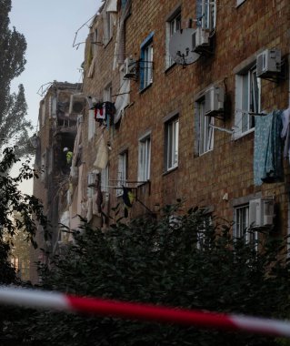Kyiv, Ukrayna - 28 Ağustos 2025: Kyiv 'in ağır bombardımanının sonuçları
