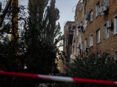 Kyiv, Ukrayna - 28 Ağustos 2025: Kyiv 'in ağır bombardımanının sonuçları