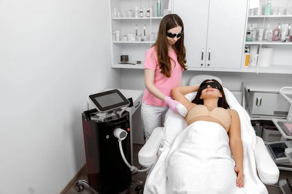 Depilación Láser Depilación Láser Tratamiento Cosmetic Beauty Clinic Eliminación Del —  Fotos de Stock