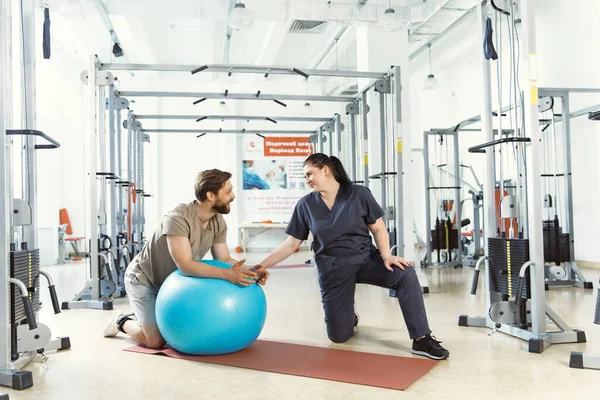 Physical Rehabilitation Back Strengthening Doing Exercises Health Improving Exercises Concept — Stock Photo, Image