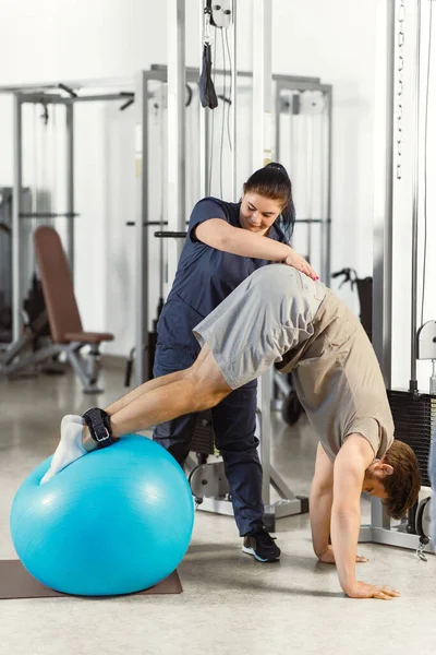 Physical Rehabilitation Back Strengthening Doing Exercises Health Improving Exercises Concept — Stock Photo, Image