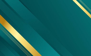 Modern arkaplan, yeşil zarif çizgilerin ve altın sarısının lüks tonlarıdır.