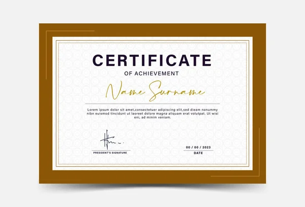 Modello Certificato Premio Colore Marrone Oro Con Distintivo Oro Modello — Vettoriale Stock