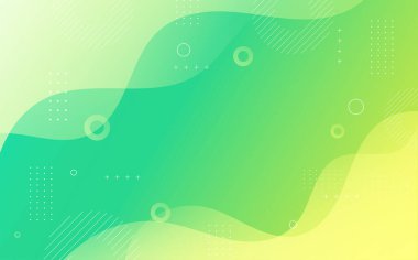 Modern arka plan. Geometrik stil, parlak yeşil kademe, dalga Memphis stye