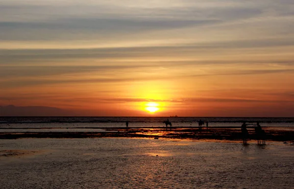 Красиві Природні Пейзажі Пляжу Заходу Сонця Сценарій Барвистий Захід Сонця — стокове фото