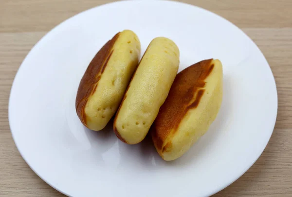 Lanche Indonésio Chamado Kue Pukis Feito Ovos Farinha Com Cobertura — Fotografia de Stock
