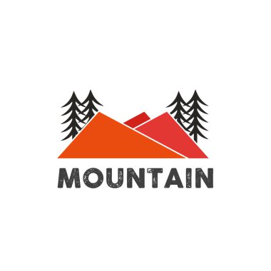 Vintage mountain logo design for travel agency clipart