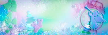 Sihirli Melek çocukları Noel ve Mutlu Yıllar pastel renkli resimli resim geçmişi ile evleniyor.