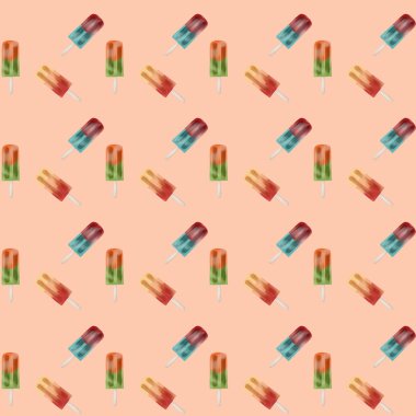 Çok renkli dondurmanın kusursuz deseni var. Hediyeler için paket kağıdı