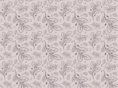 Kusursuz, soyut el deseni çizilmiş. Tekrarlanan yapraklar. Violet.