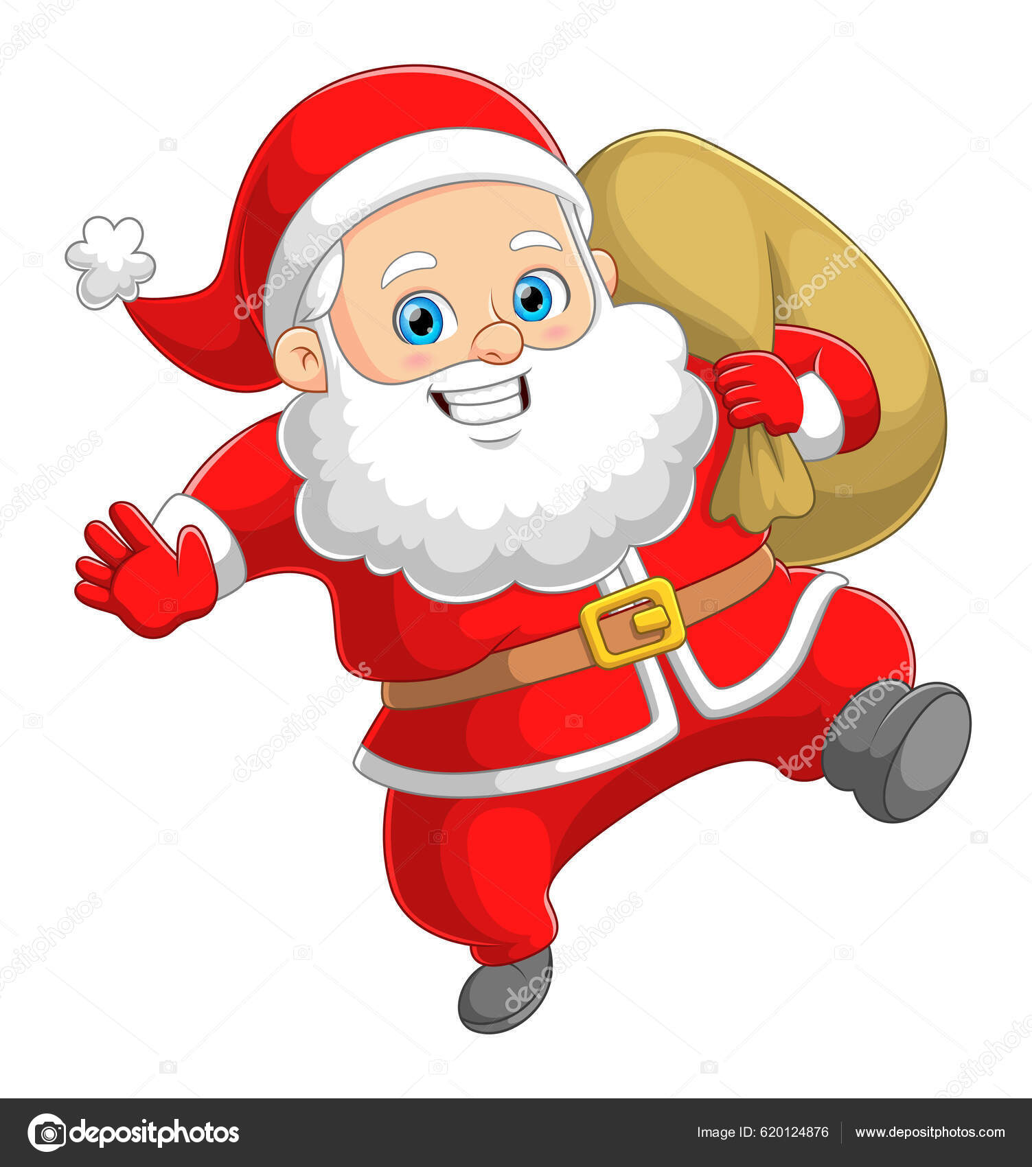 Den Söta Jultomten Dansar Och Glada För Att Skicka Julklapp vektor av  ©hermandesign2015@gmail.com 620124876