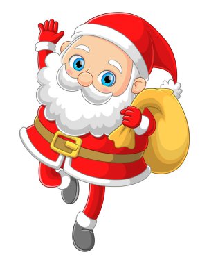 Mutlu Noel Baba, yeni yürümeye başlayan bebeğe resimlerini verdiği için el sallıyor.
