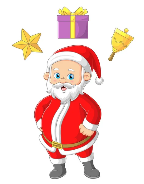 Santa Claus Συγχέεται Την Επιλογή Για Την Παροχή Παιδί Νύχτα — Διανυσματικό Αρχείο