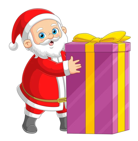 Άγιος Βασίλης Πρόκειται Πάρει Ένα Μεγάλο Μεγάλο Δώρο Για Παιδιά — Διανυσματικό Αρχείο