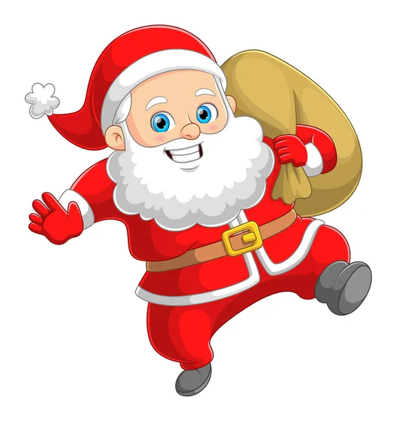 Lindo Santa Claus Está Bailando Emocionado Por Enviar Regalo Navidad — Vector de stock