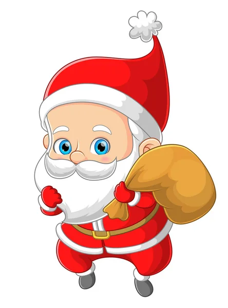 快乐的圣诞老人正在安顿下来 把礼物放在圣诞节礼物的插图下 — 图库矢量图片