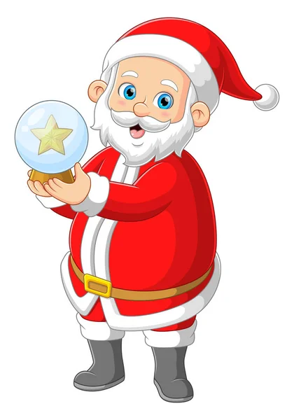 Feliz Santa Claus Jugando Bola Cristal Nieve Ilustración — Archivo Imágenes Vectoriales