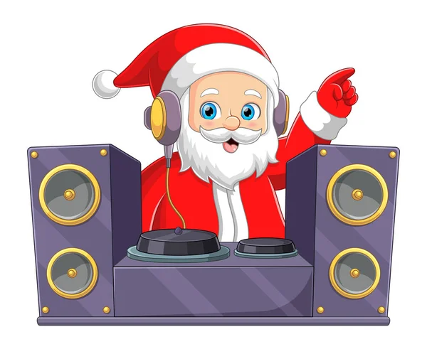 stock vector Old Santa Claus playing music of illustration of illustration