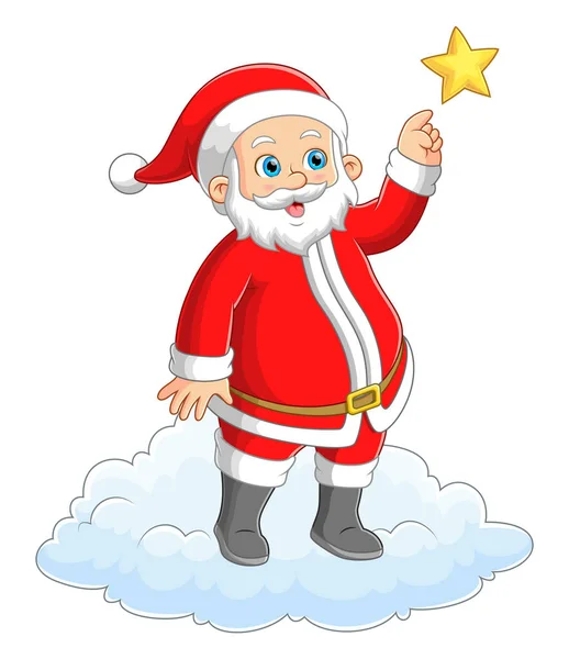 Feliz Santa Claus Volando Cielo Ilustración — Vector de stock
